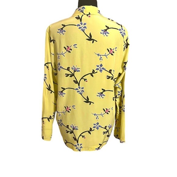 Chico's Design Silk Button Up Yellow Floral Blouse Beautiful Rare  EUC Sz 1 Med - Picture 2 of 8